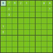 Sudoku Anweisung – eine mögliche Zahl – Lösung unter